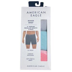 New AMERICAN EAGLE Men's XS 3 Pack 6" Inseam Stretch Jersey Boxer Briefs Box Set